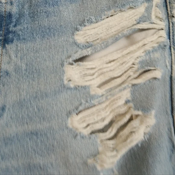 Levi Strauss Ripped Straight Leg Jeans Light Wash Denim Distressed Grunge Punk - Picture 7 of 12